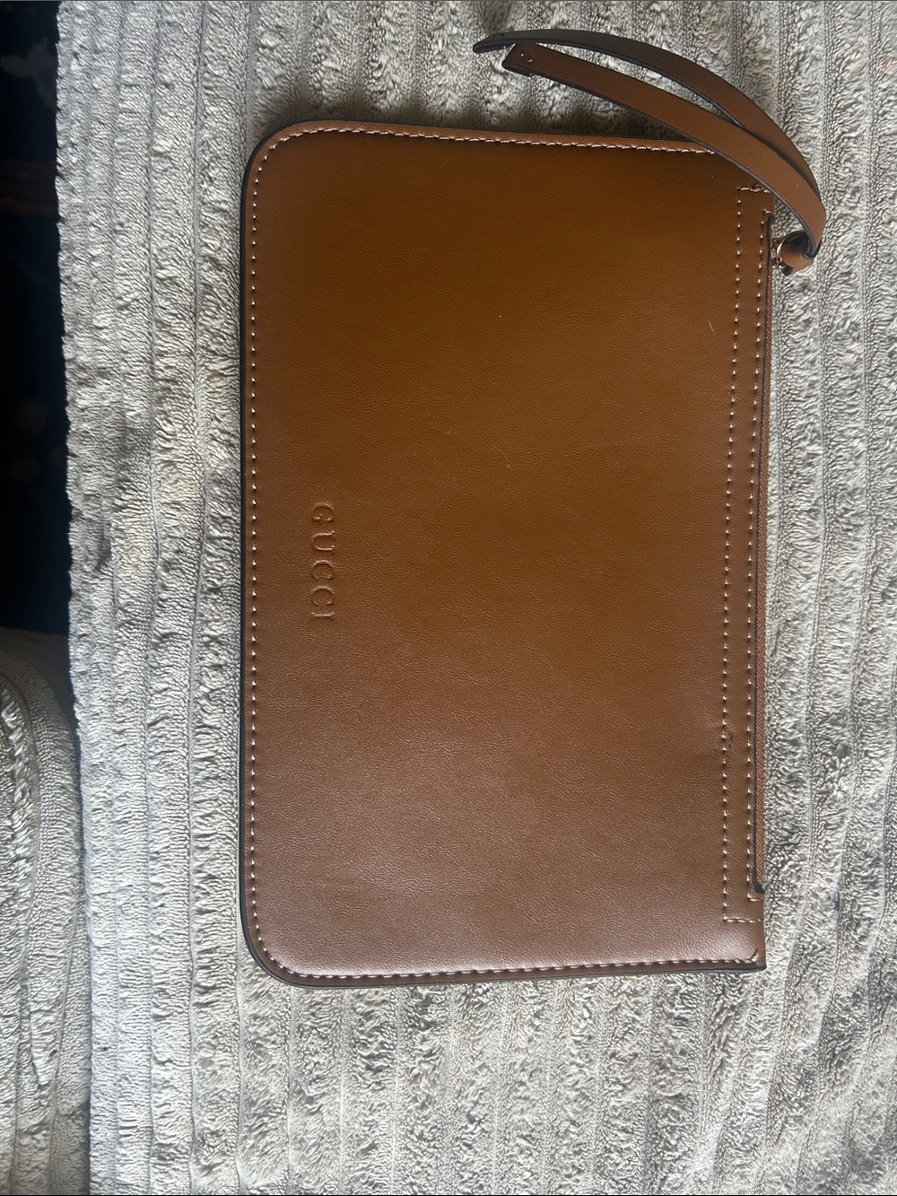 Gucci Men's Tan Leather Zip Pouch